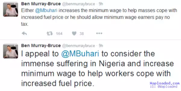 Increase minimum wage as you have increase petrol price- Ben Murray-Bruce appeals to Buhari